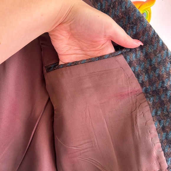 Vintage 70s 80s Deadstock NWT Calvin Klein Wool Houndstooth Blazer - Picture 7 of 13